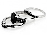 Black Spinel Rhodium Over Sterling Silver Ring 5.00ctw