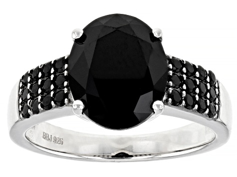 Black Spinel Rhodium Over Sterling Silver Ring 5.00ctw