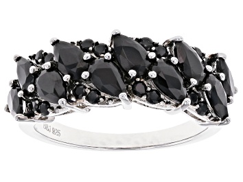 Picture of Black Spinel Rhodium Over Sterling Silver Ring 2.41ctw
