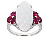 White Lab Created Opal Rhodium Over Silver Ring 1.12ctw