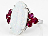 White Lab Created Opal Rhodium Over Silver Ring 1.12ctw