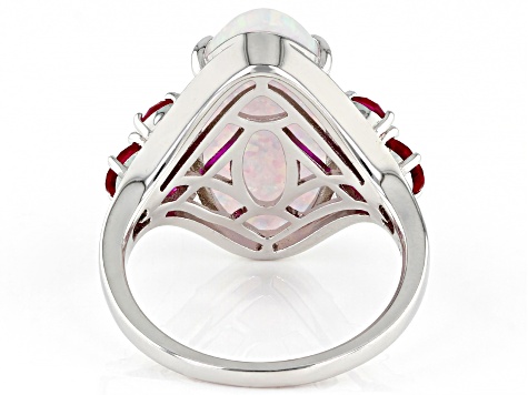 White Lab Created Opal Rhodium Over Silver Ring 1.12ctw