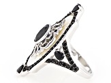 White Oval Mother-of-Pearl Rhodium Over Sterling Silver Ring 3.05ctw