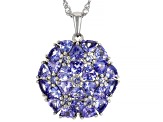 Tanzanite Rhodium Over Sterling Silver Pendant With Chain 5.34ctw