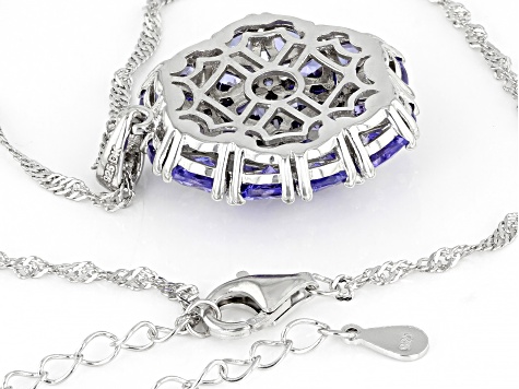 Tanzanite Rhodium Over Sterling Silver Pendant With Chain 5.34ctw