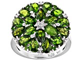 Green Chrome Diopside Rhodium Over Sterling Silver Ring 3.65ctw