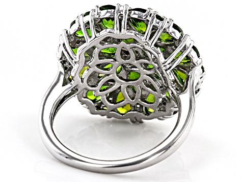 Green Chrome Diopside Rhodium Over Sterling Silver Ring 3.65ctw