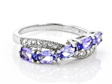 Blue Tanzanite Rhodium Over Sterling Silver Ring 0.97ctw