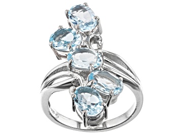 Picture of Sky Blue Topaz Rhodium Over Sterling Silver Ring 4.03ctw