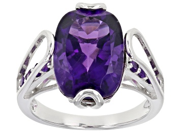 Picture of Purple Amethyst Rhodium Over Sterling Silver Ring 5.80ctw