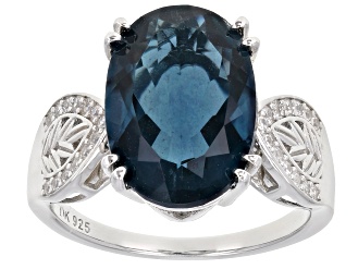 Blue Fluorite Rhodium Over Sterling Silver Ring 6.50ctw