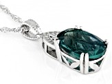 Teal Fluorite Rhodium Over Sterling Silver Pendant With Chain 6.50ctw