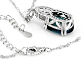Teal Fluorite Rhodium Over Sterling Silver Pendant With Chain 6.50ctw