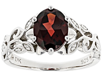 Picture of Red Garnet Rhodium Over Sterling Silver Solitaire Ring 2.13ct