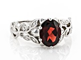 Red Garnet Rhodium Over Sterling Silver Solitaire Ring 2.13ct