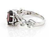 Red Garnet Rhodium Over Sterling Silver Solitaire Ring 2.13ct