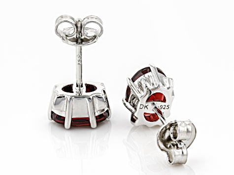 Red Garnet Rhodium Over Sterling Silver Stud Earrings 2.60ctw