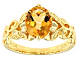 Yellow Citrine 18k Yellow Gold Over Sterling Silver Solitaire Ring 1.45ct
