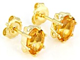 Yellow Citrine 18k Yellow Gold Over Sterling Silver Stud Earrings 2.21ctw