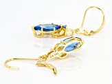 Blue Lab Created Spinel 18k Yellow Gold Over Sterling Silver Dangle Earrings 3.27ctw
