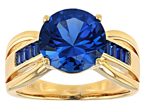 Blue Lab Created Spinel 18k Yellow Gold Over Silver Ring 3.35ctw