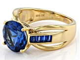 Blue Lab Created Spinel 18k Yellow Gold Over Silver Ring 3.35ctw
