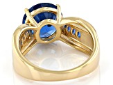 Blue Lab Created Spinel 18k Yellow Gold Over Silver Ring 3.35ctw