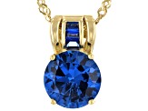 Blue Lab Created Spinel 18k Yellow Gold Over Sterling Silver Pendant With Chain 3.30ctw