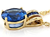 Blue Lab Created Spinel 18k Yellow Gold Over Sterling Silver Pendant With Chain 3.30ctw