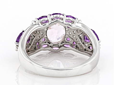 Pink Kunzite Rhodium Over Sterling Silver Ring 2.64ctw