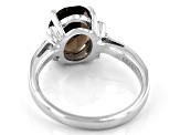 Brown Smoky Quartz Rhodium Over Sterling Silver Solitaire Ring 2.50ct