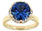 Blue Lab Created Spinel 18K Yellow Gold Over Sterling Silver Ring 3.99ctw