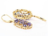 Blue Tanzanite 18k Yellow Gold Over Sterling Silver Dangle Earrings 4.53ctw