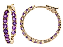 African Amethyst 18k Yellow Gold Over Sterling Silver Clip On Earrings 2.41ctw