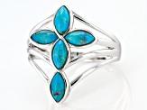 Blue Composite Turquoise Rhodium Over Sterling Silver Cross Ring