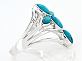 Blue Composite Turquoise Rhodium Over Sterling Silver Cross Ring