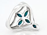Blue Composite Turquoise Rhodium Over Sterling Silver Cross Ring