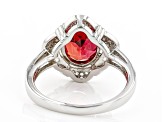 Red Lab Created Padparadscha Rhodium Over Sterling Silver Ring 3.45ctw