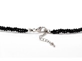 Rondelle Black Spinel Rhodium Over Sterling Silver Cross Necklace