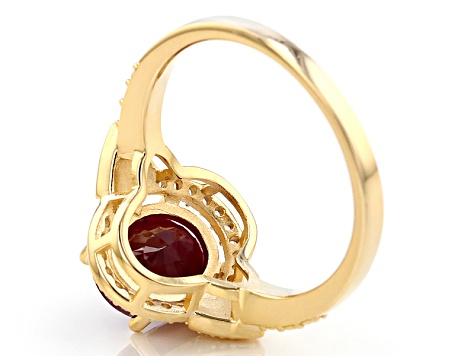 Red ruby 18k yellow gold over silver ring 2.52ctw