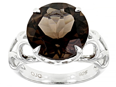 Brown Smoky Quartz Solitaire Ornate Twisted 925 Sterling Silver Ring Sz 6 7 8 