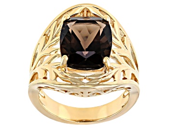Picture of Brown Smoky Quartz 18K Yellow Gold Over Sterling Silver Ring 4.27ct