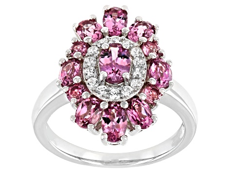 Blush Color Garnet Rhodium Over Sterling Silver Ring 2.62ctw