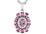 Blush Color Garnet Rhodium Over Sterling Silver Pendant With Chain 2.49ctw