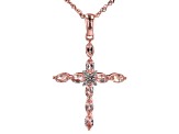 Peach Morganite 18k Rose Gold Over Silver Cross Pendant With Chain 1.63ctw