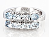 Blue Aquamarine Rhodium Over Sterling Silver Ring 1.07ctw