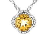 Yellow Citrine Rhodium Over Silver Pendant With Chain 1.66ctw