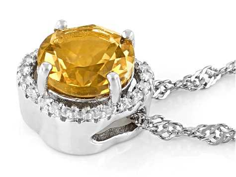 Yellow Citrine Rhodium Over Silver Pendant With Chain 1.66ctw