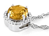 Yellow Citrine Rhodium Over Silver Pendant With Chain 1.66ctw