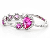 Pink Lab Created Sapphire Rhodium Over Sterling Silver Ring Set 3.85ctw